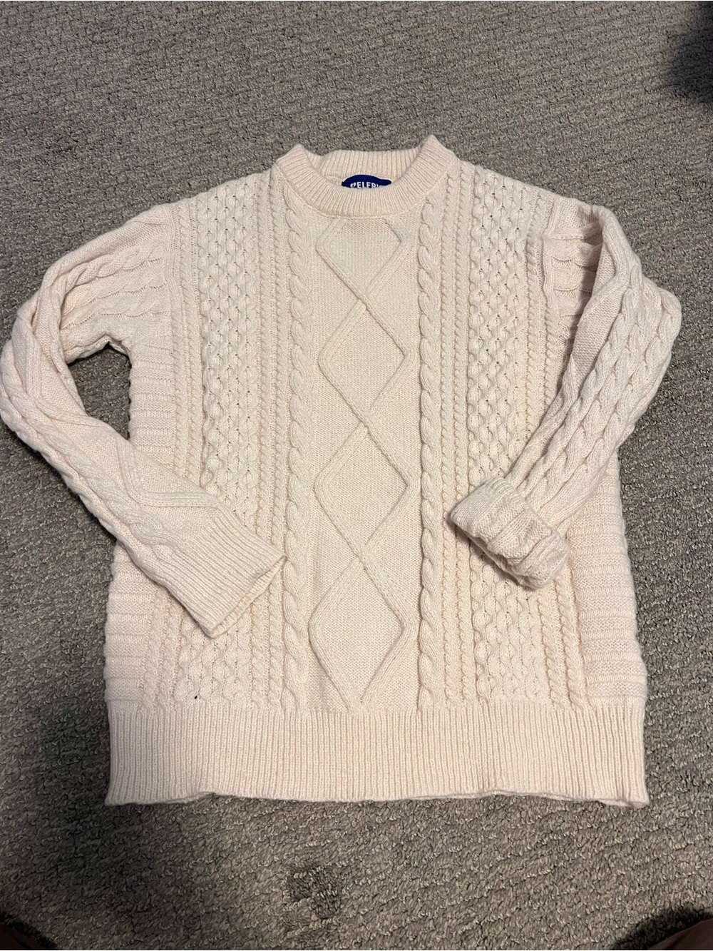 Aelfric Eden Cream Cable Knit Crewneck Sweater